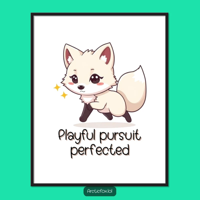Funny Playful Fox Digital Art: Chasing Tail Print, Energetic Gift