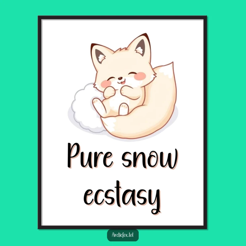 Funny Arctic Fox Snow Roll Digital Print - Hilarious Winter Art for Instant Cheer