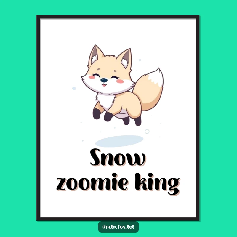 Funny Happy Arctic Fox Leaping Digital Art - Joyful Instant Download