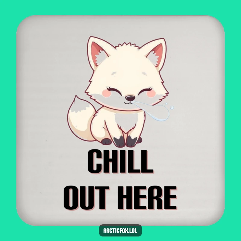 Funny Kawaii Arctic Fox Coaster: Protect Surfaces with Chill, Perfect Gift!