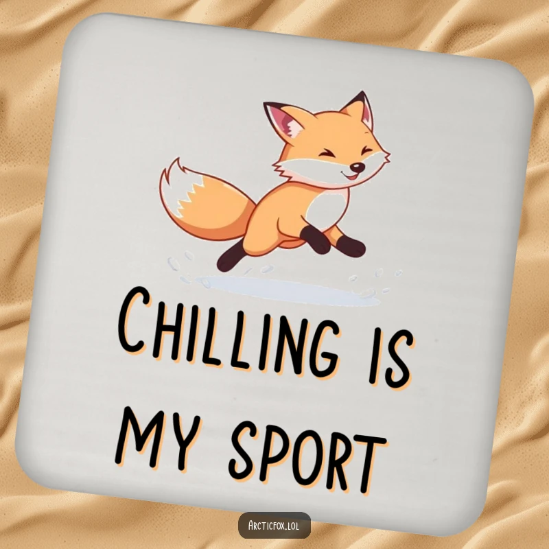 Funny Arctic Fox Coaster: Features an energetic fox kicking snow, protects furniture with humor, a cute and funny gift.
