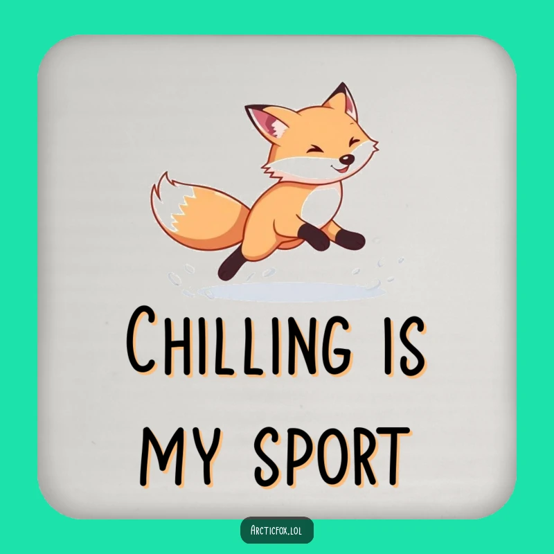 Funny Arctic Fox Coaster: Energetic Snow Kicking Drink Protector