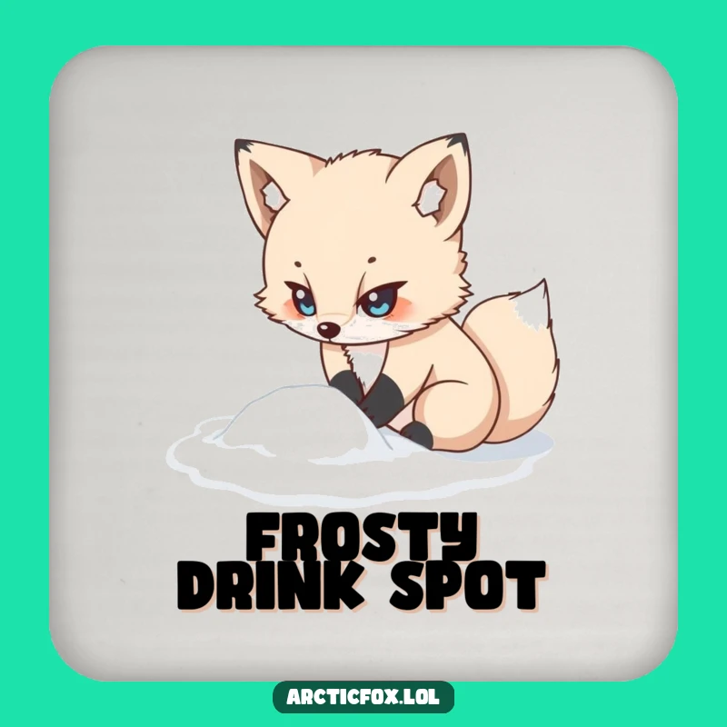 Funny Kawaii Arctic Fox Coaster: Determined Digging, Protect Surfaces Humorously