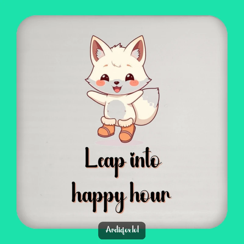 Funny Arctic Fox Coaster: Protect Surfaces with Joyful Leaps