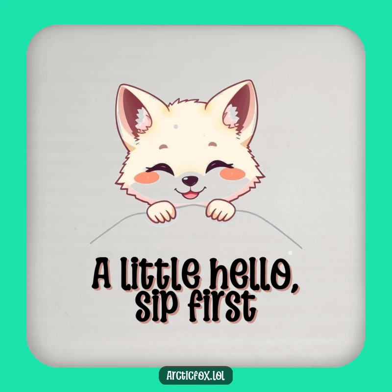 Funny Arctic Fox Peek-a-Boo Coaster - Protect Surfaces with Playful Fun