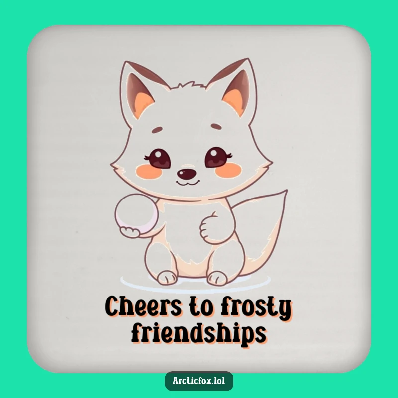 Funny Arctic Fox Snowball Coaster - Protect Surfaces with Friendly Fun