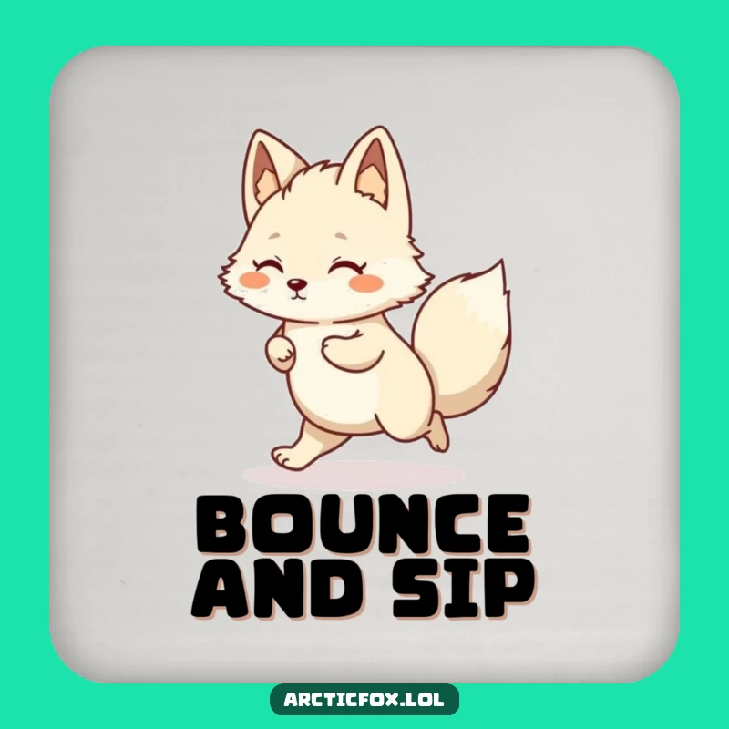 Funny Kawaii Arctic Fox Hop Coaster: Sip with Joy, Perfect Gift!