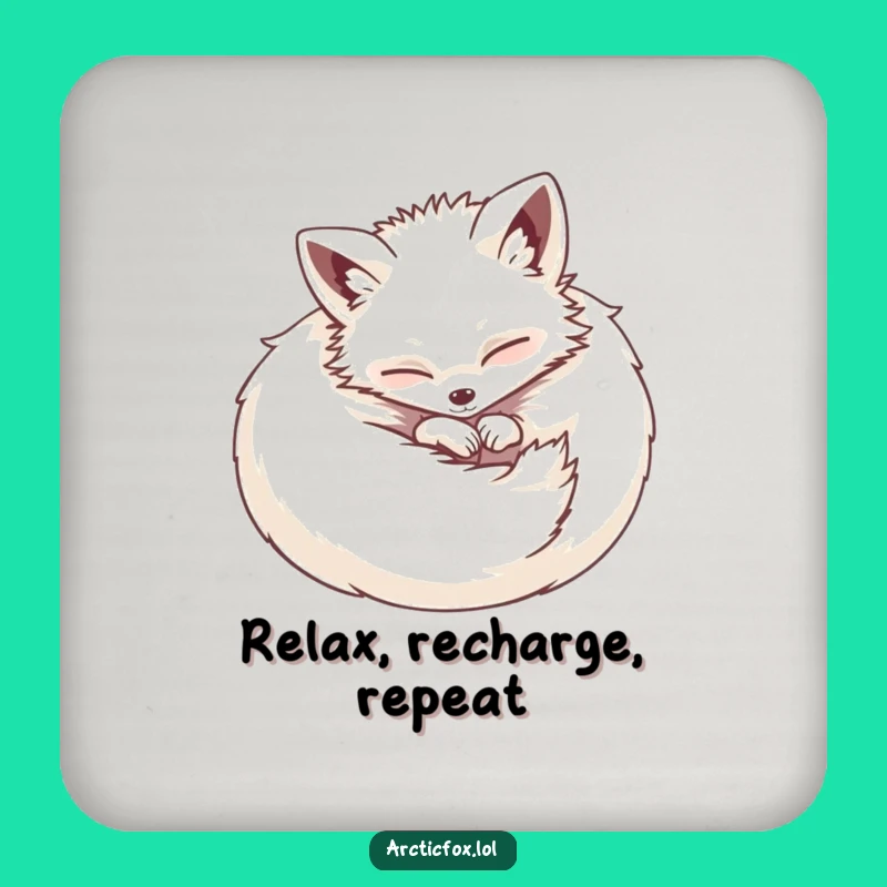 Funny Contented Fox Coaster: Cozy Ball Fox, Drink Gift