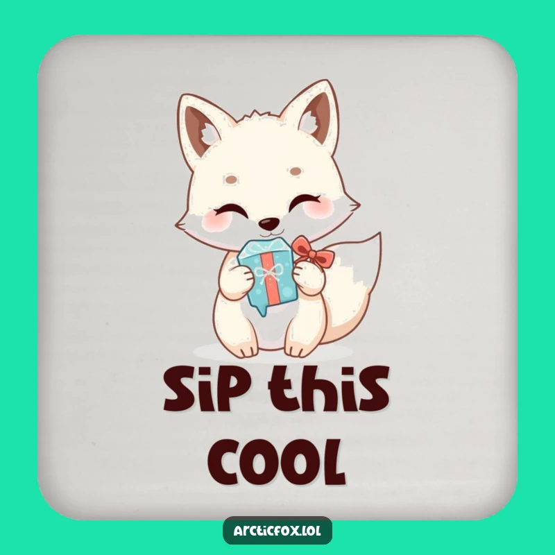 Funny Kawaii Arctic Fox Coaster Set - Protect Surfaces with Hilarious Gift Charm, Perfect Funny Gift