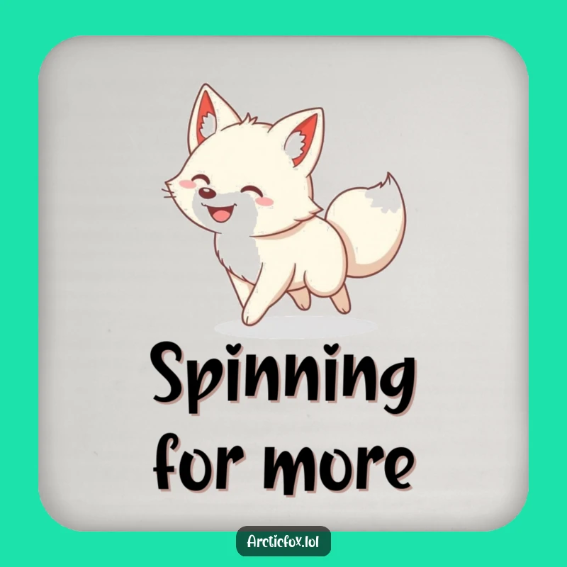 Funny Arctic Fox Tail Chase Coaster - Hilarious Protection for Your Surfaces