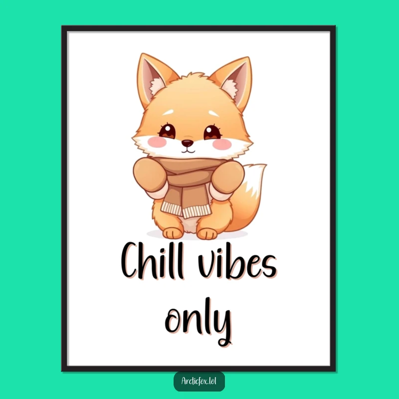 Funny Fluffy Fox Poster: Cozy Winter Animal Art for Walls