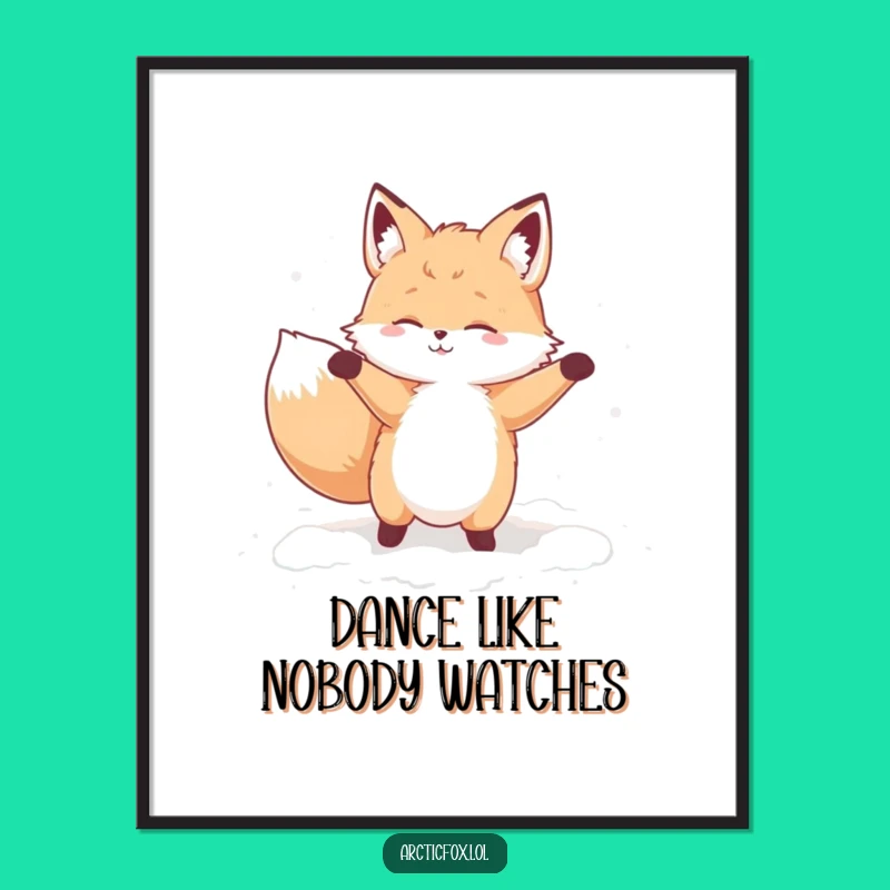 Funny Dancing Fox Poster: Wall Art with Hilarious Winter Moves