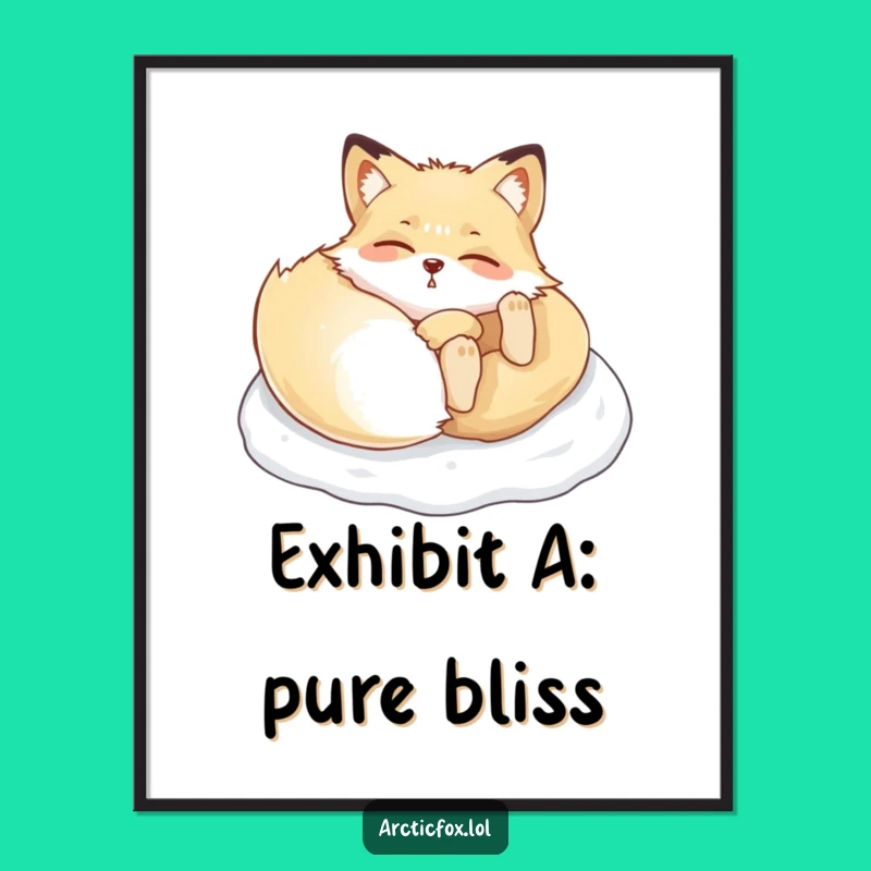 Funny Arctic Fox Snow Roll Poster - Hilarious Winter Wall Art for a Happy Home