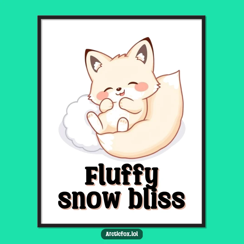Funny Arctic Fox Snow Roll Poster - Hilarious Winter Art for a Cheerful Space
