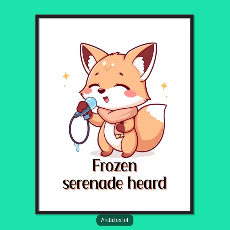 Funny Singing Fox Poster: Wall Art for the Rockstar in You