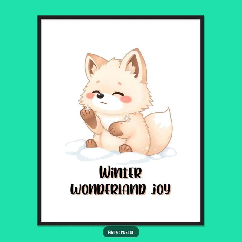 Funny Fox Poster: Arctic Snow Delight Art, Perfect Winter Gift