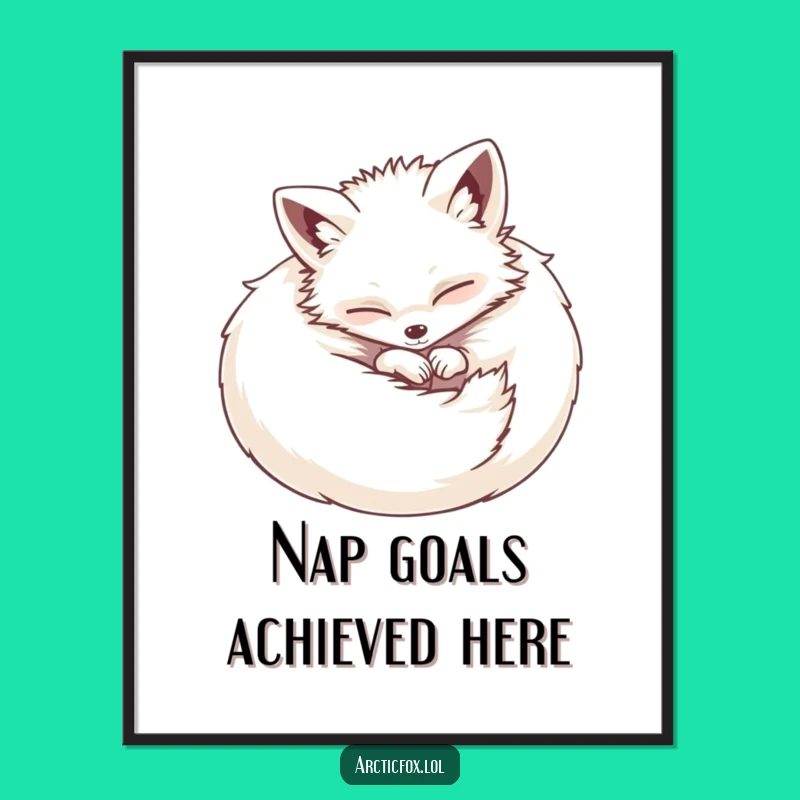 Funny Happy Fox Poster: Contented Ball Art, Cozy Decor Gift