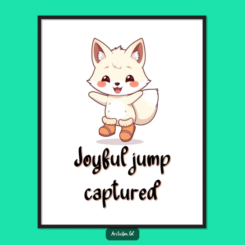 Funny Arctic Fox Poster: Bring Joyful Leaping Energy to Your Walls