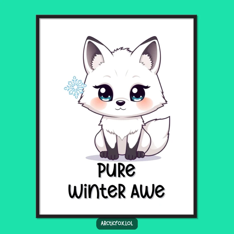 Funny Arctic Fox Snowflake Poster - Enchanting Winter Art for a Magical Space
