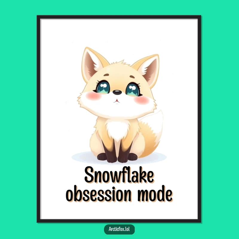 Funny Arctic Fox Snowfall Poster - Joyful Winter Wall Art, Perfect Funny Gift