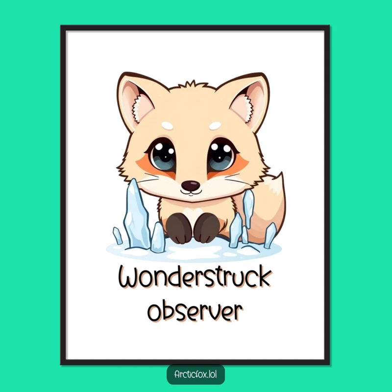 Funny Arctic Fox Icicle Poster: Curious Wonder - Wall Art Gift
