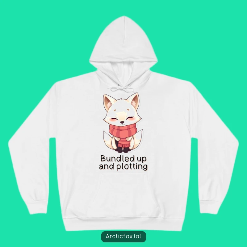 Funny Warm Arctic Fox Scarf Hoodie - Cozy Winking Character Gift