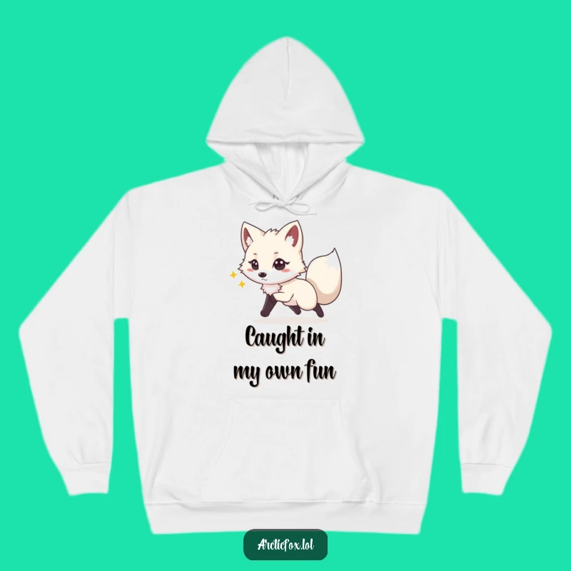 Warm Funny Fox Hoodie: Playful Chase, Spirited Arctic Fox, Gift