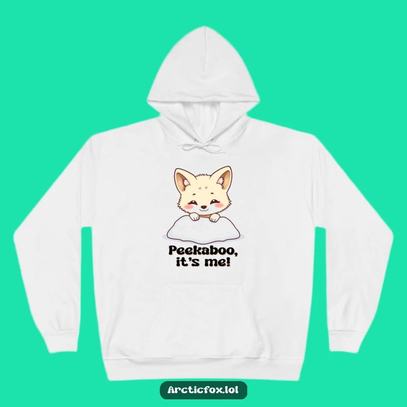 Cozy Funny Arctic Fox Hoodie: Smiling Snow Peek – Warm & Adorable Funny Gift