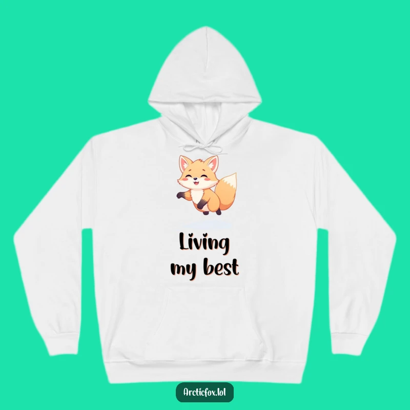 Cozy Funny Kawaii Arctic Fox Snow Jump Hoodie - Warm & Hilarious Winter Wear, Perfect Funny Gift