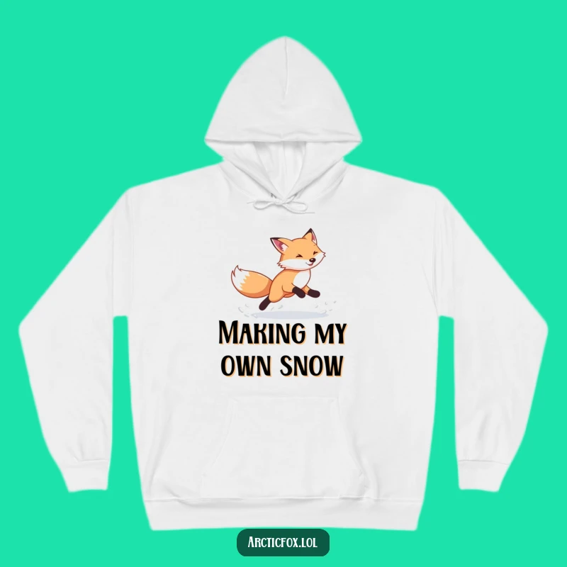 Funny Arctic Fox Hoodie: Cozy Snow Kicking Fox Warm Wear