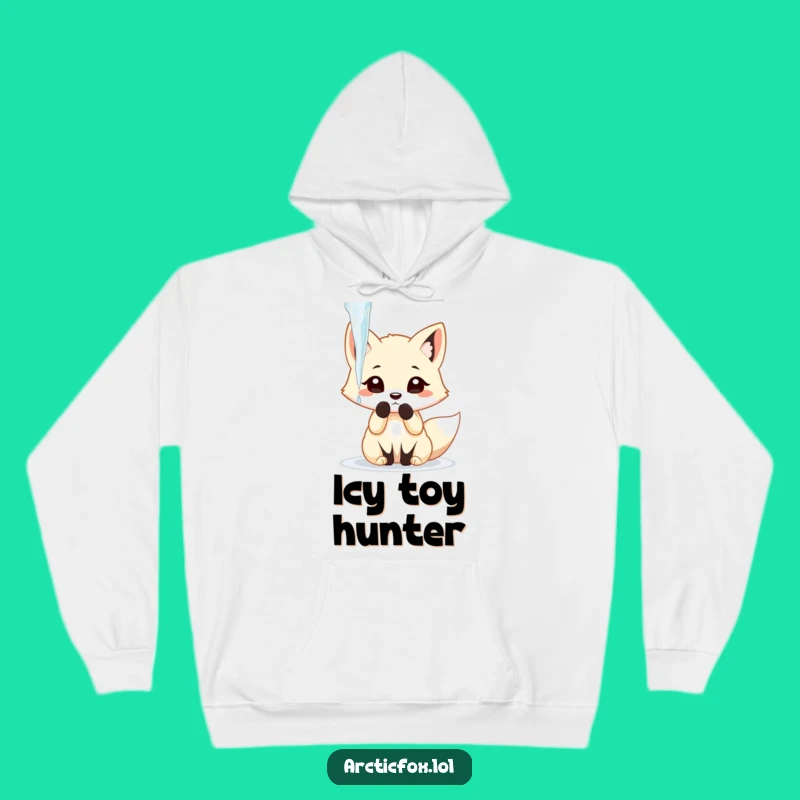 Funny Arctic Fox Icicle Batting Hoodie - Playful Winter Comfort