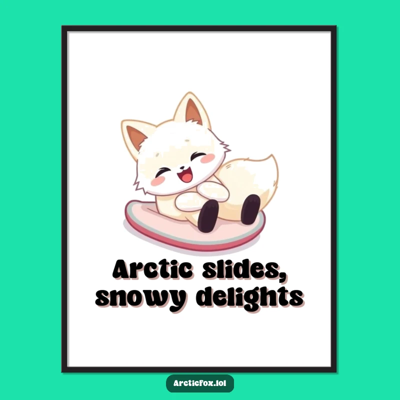 Whimsical Free Printable Wall Art: Arctic Fox Snow Slide, Fun Decor