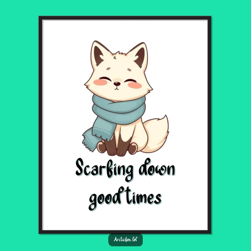 Free Printable Wall Art: Cozy Arctic Fox Wrapped in Scarf