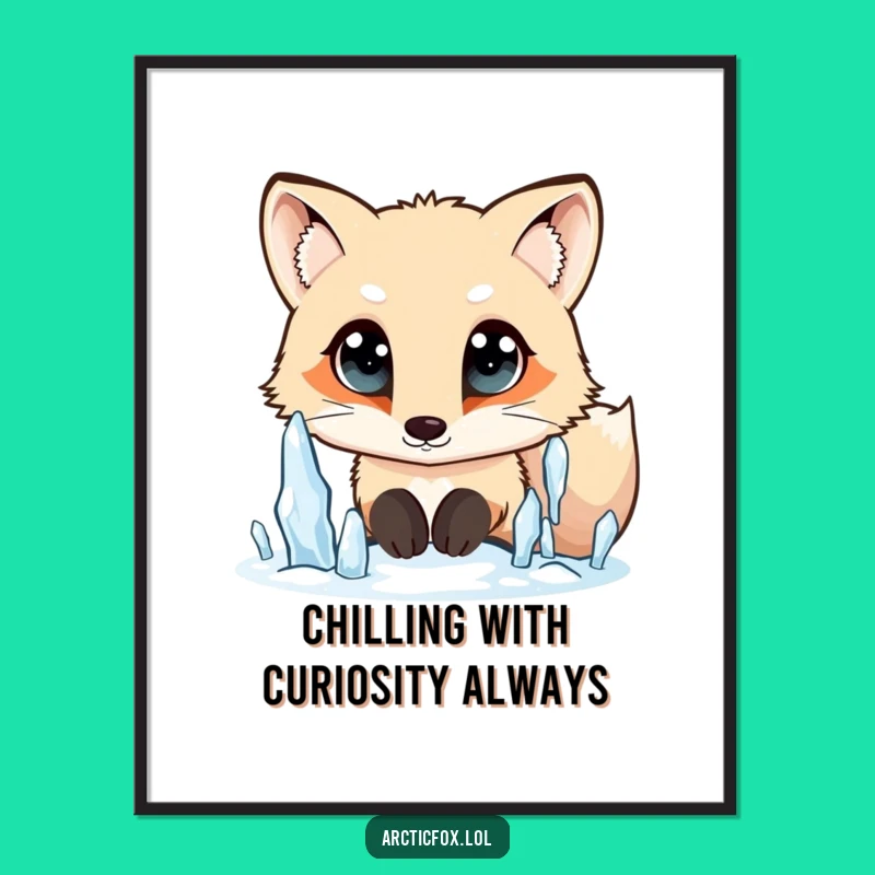 Free Printable Wall Art: Curious Arctic Fox Watching Icicles