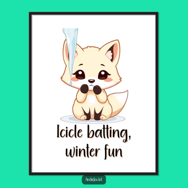 Free Printable Wall Art: Playful Fox Icicle Fun, Funny Downloadable Decor
