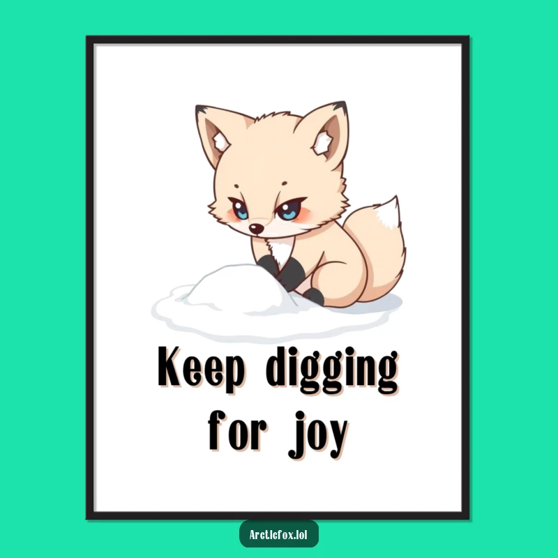 Funny Free Printable Wall Art: Determined Fox Digging, Downloadable Motivating Decor