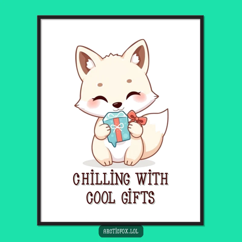 Funny Free Printable Wall Art: Fox Gives Icicle Gift - Quirky Decor