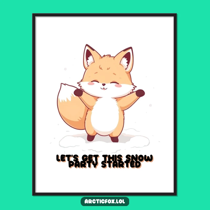 Free Printable Wall Art: Dancing Fox Snow - Funny Decor