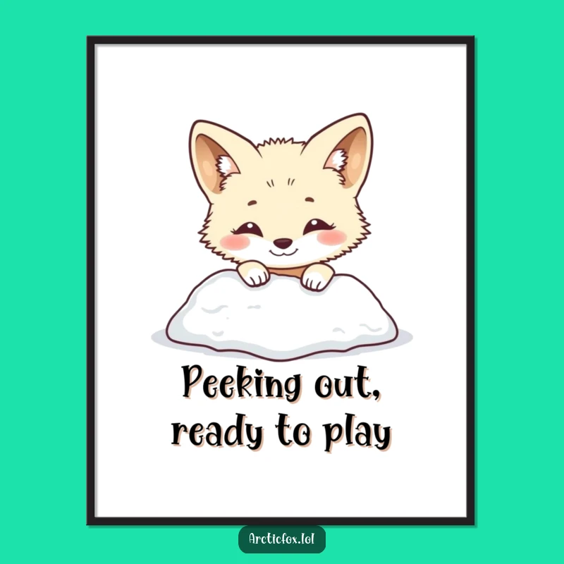 Free Printable Wall Art: Peekaboo Arctic Fox Snow Humor Downloadable Decor