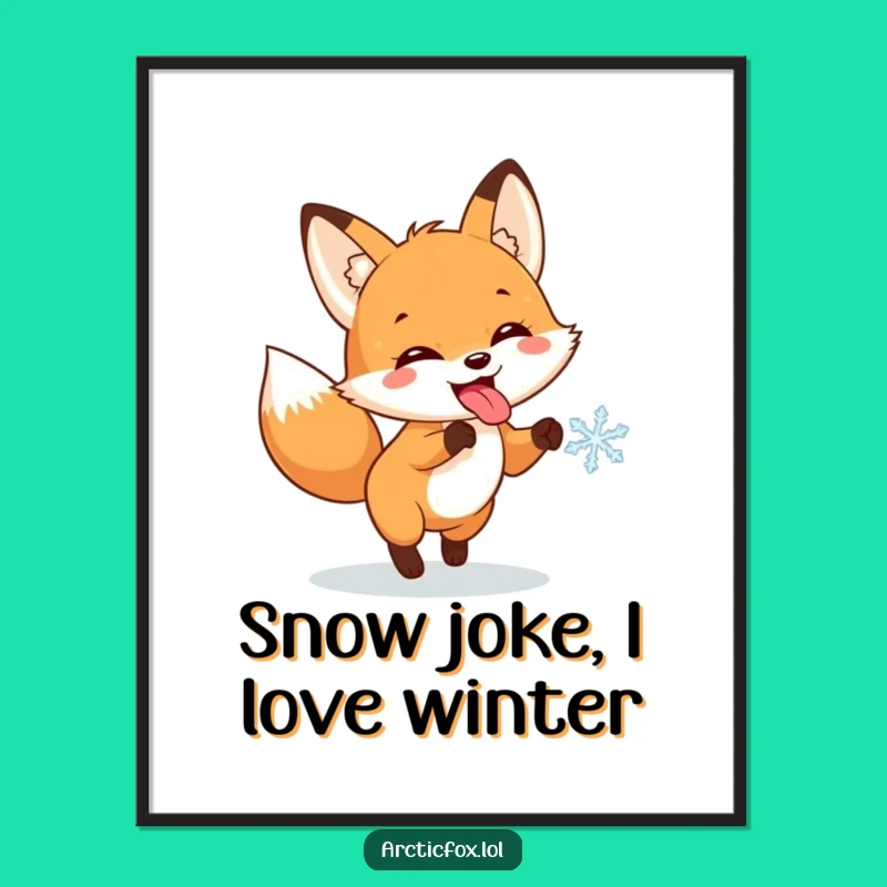 Free Printable Wall Art: Fox Chasing Snowflake - Funny Decor