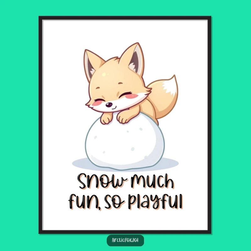 Playful Free Printable Wall Art: Arctic Fox Snow Pounce, Fun Decor