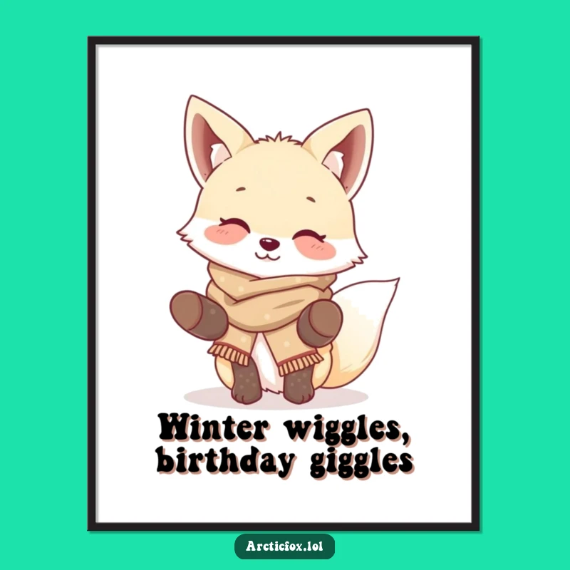 Free Printable Wall Art: Giggling Arctic Fox, Funny Downloadable Winter Character Art