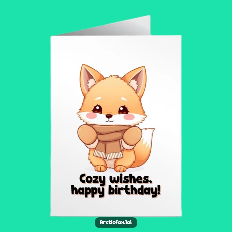 Free Printable Birthday Card: Cozy Fox Winter Funny Downloadable Gift