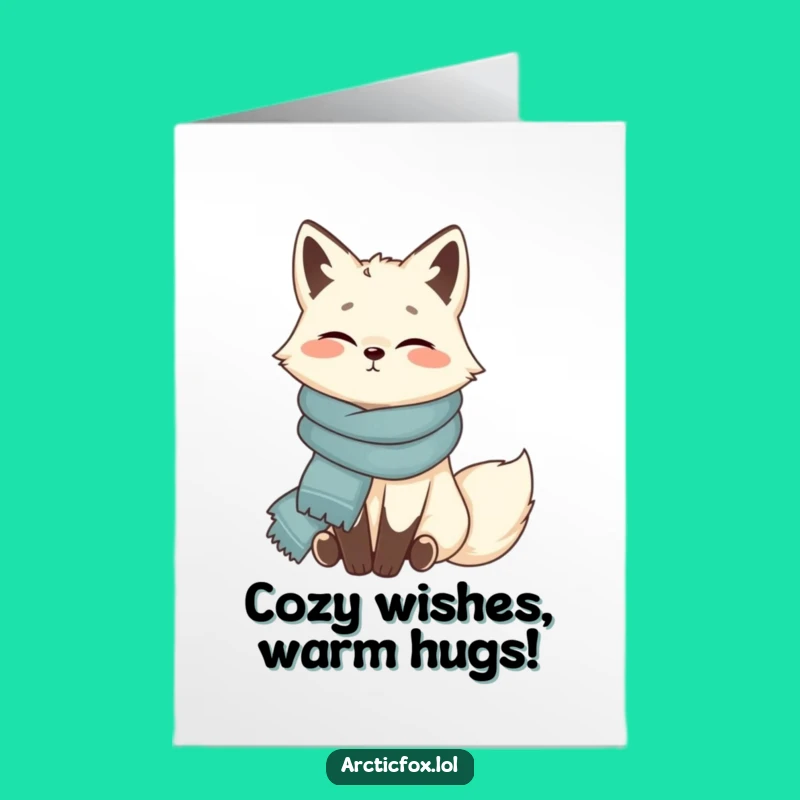 Free Printable Birthday Card: Cozy Arctic Fox wishes Happy Birthday!