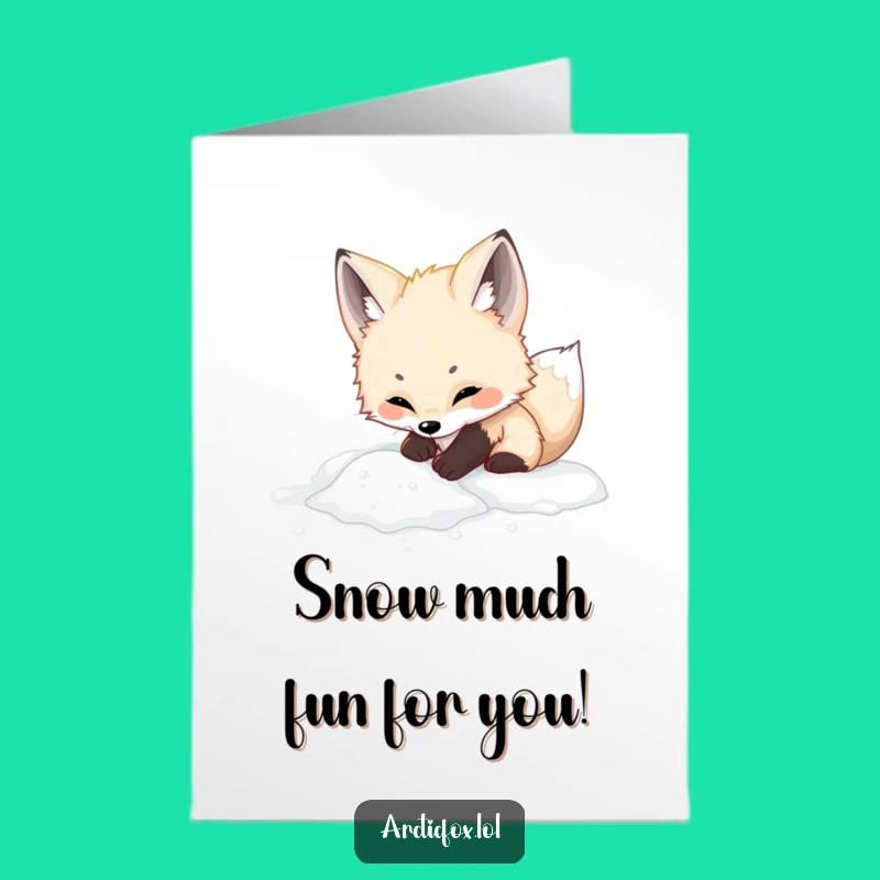 Free Printable Birthday Card: Adorable Arctic Fox Digging Fun Digital Download Gift