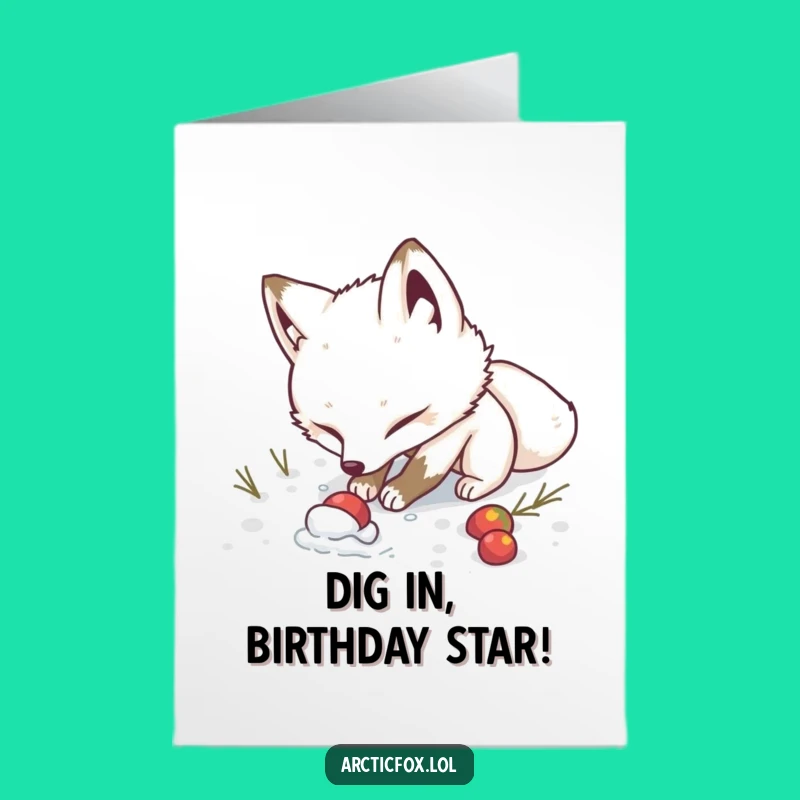 Free Printable Birthday Card: Determined Fox Digging Funny Downloadable Surprise