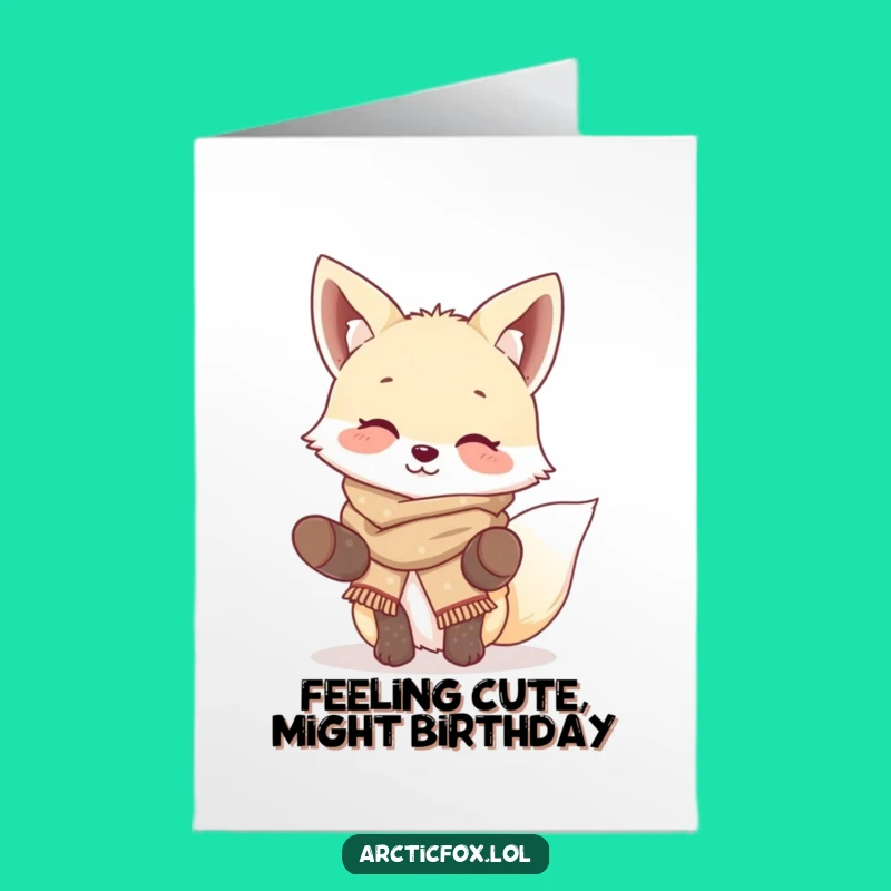 Free Printable Birthday Card: Giggling Fox in Scarf, Hilarious Downloadable Winter Fun Gift