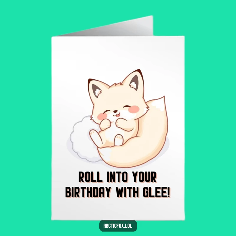Free Printable Birthday Card: Joyful Fox Snow Roll, Fun Downloadable Birthday Gift