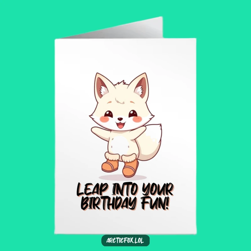 Free Printable Birthday Card: Leaping Fox, Energetic Funny Downloadable Gift