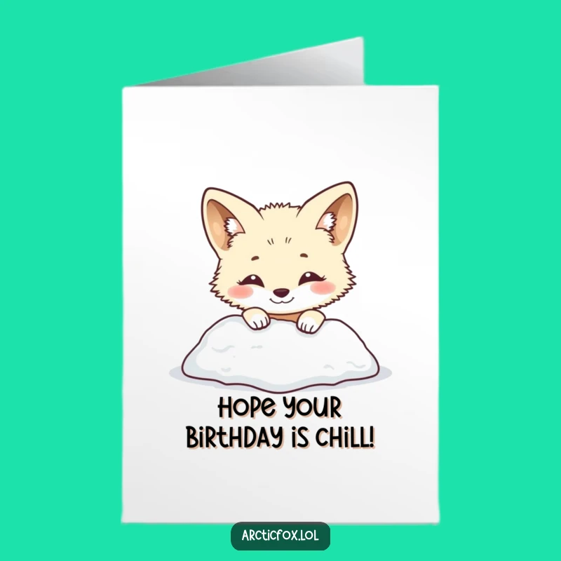 Free Printable Birthday Card: Peekaboo Arctic Fox Snow Humor Downloadable Gift